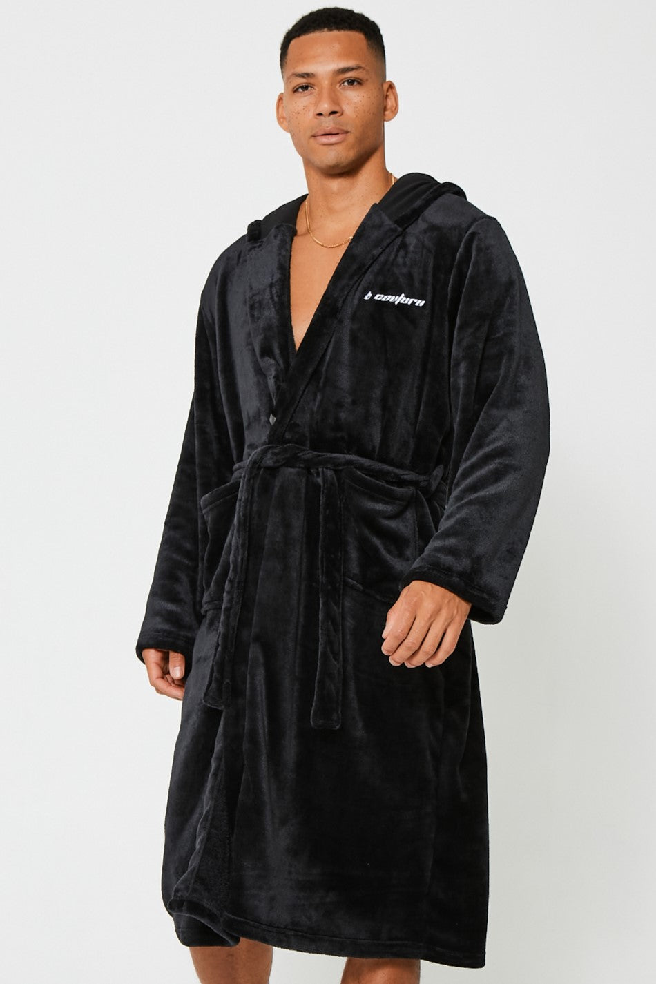 Mens Black Robe Dressing Gown Nightwear Thick Fluffy Northwood B