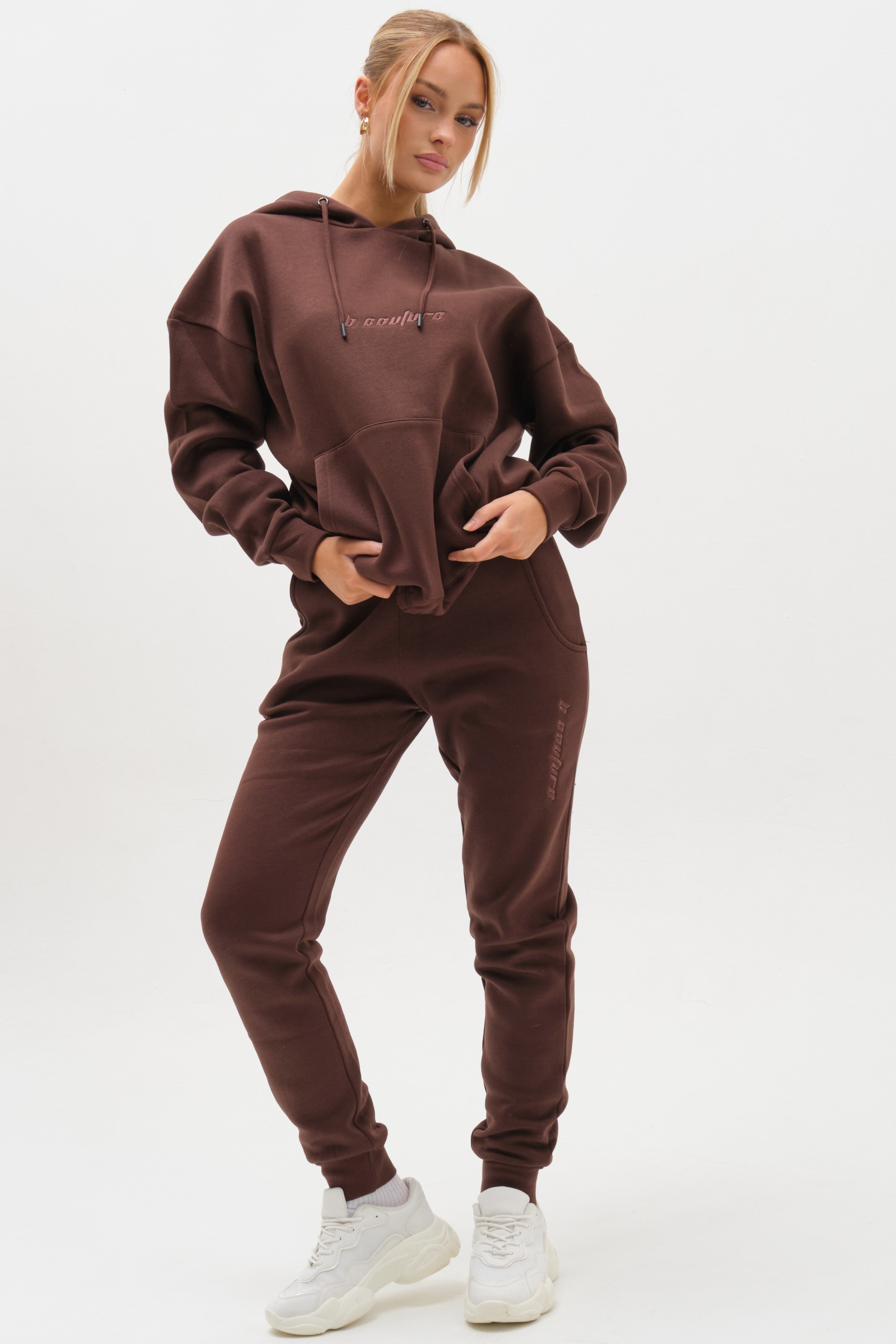 Essential Oversized Fleece Tracksuit Brown