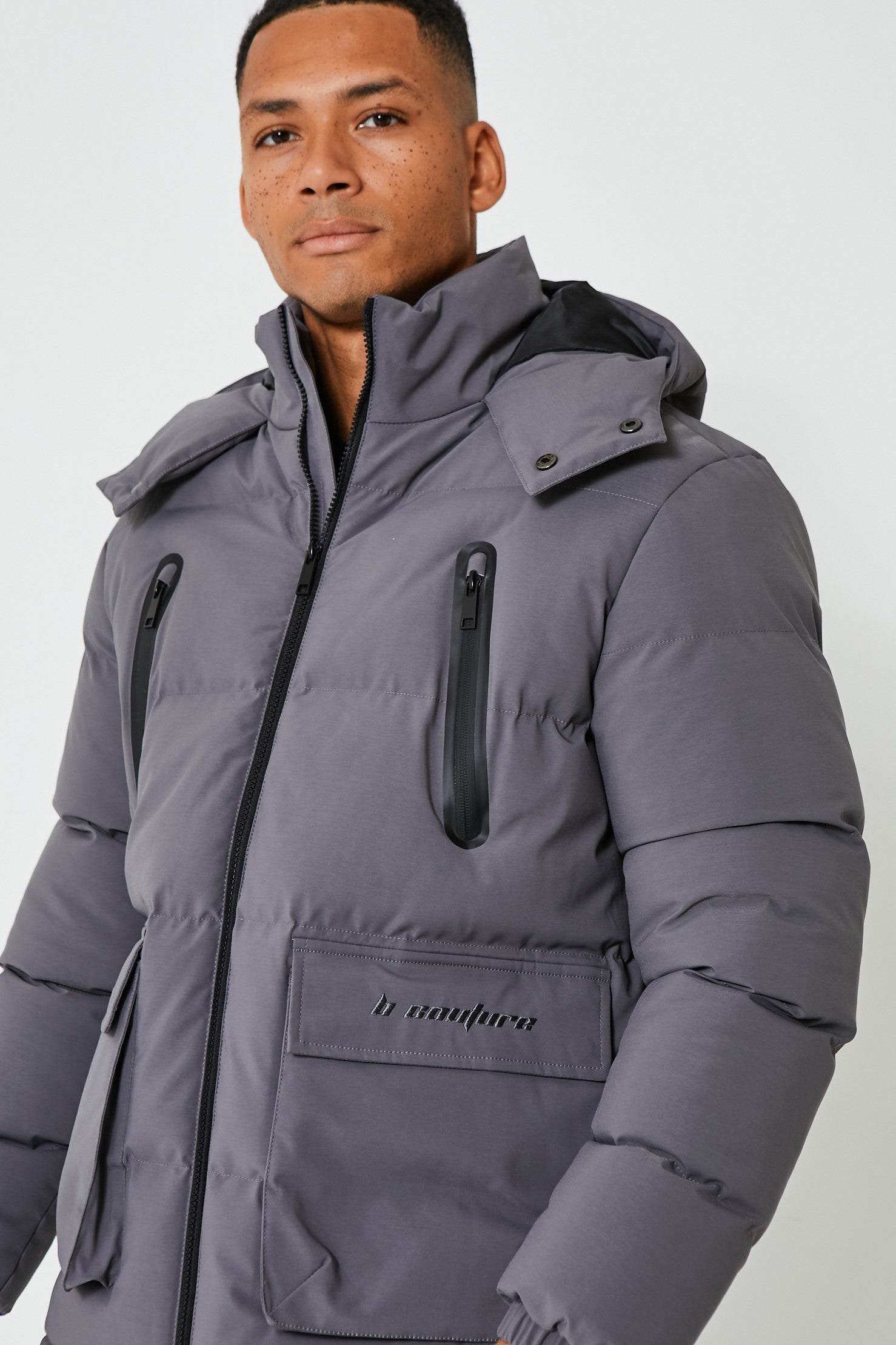 Dark grey puffer jacket mens online