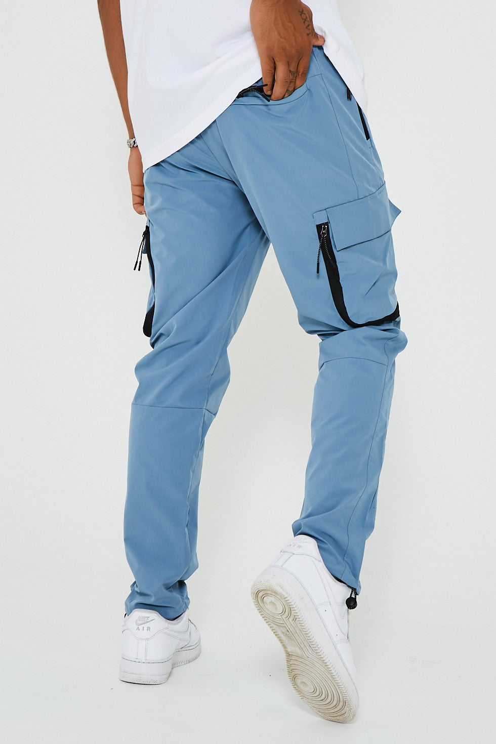 Mens Woven Cargo Pants, Tapered Fit Elasticated Waist Toggle Cuffs ...