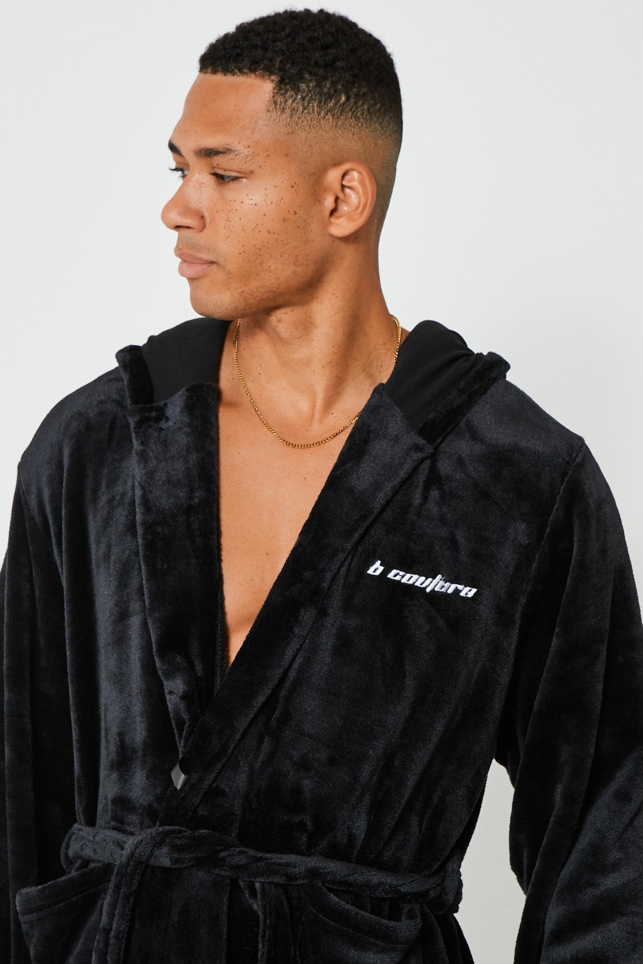 Fletcher Street Hooded Dressing Gown Black