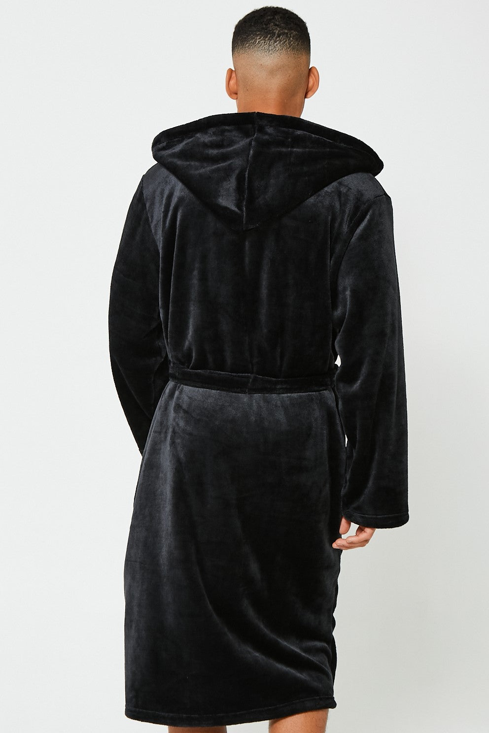 Black hooded dressing gown hotsell