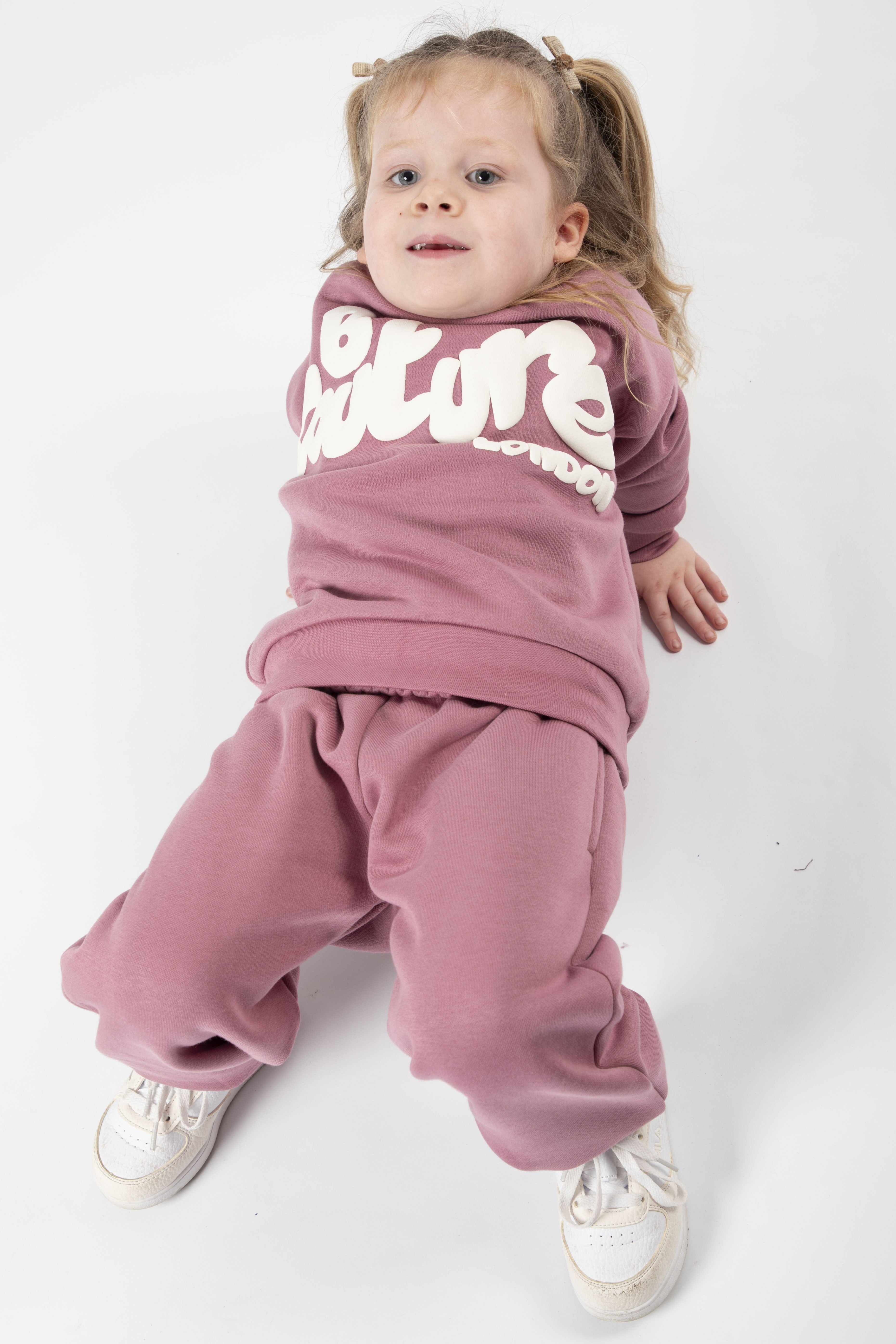 Dorville Fleece Crew Tracksuit Kids Pink