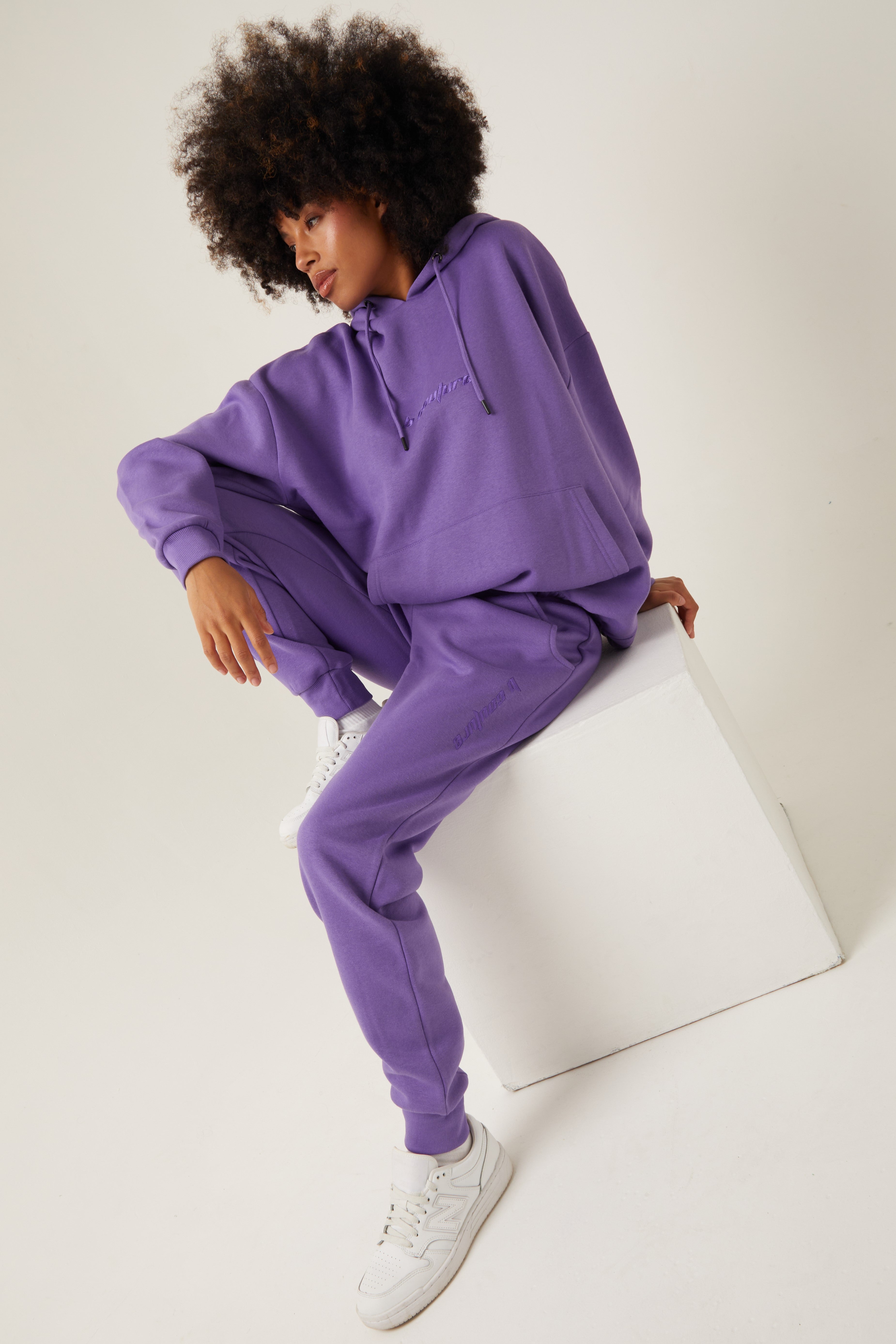 Essential Oversized Fleece Tracksuit Purple