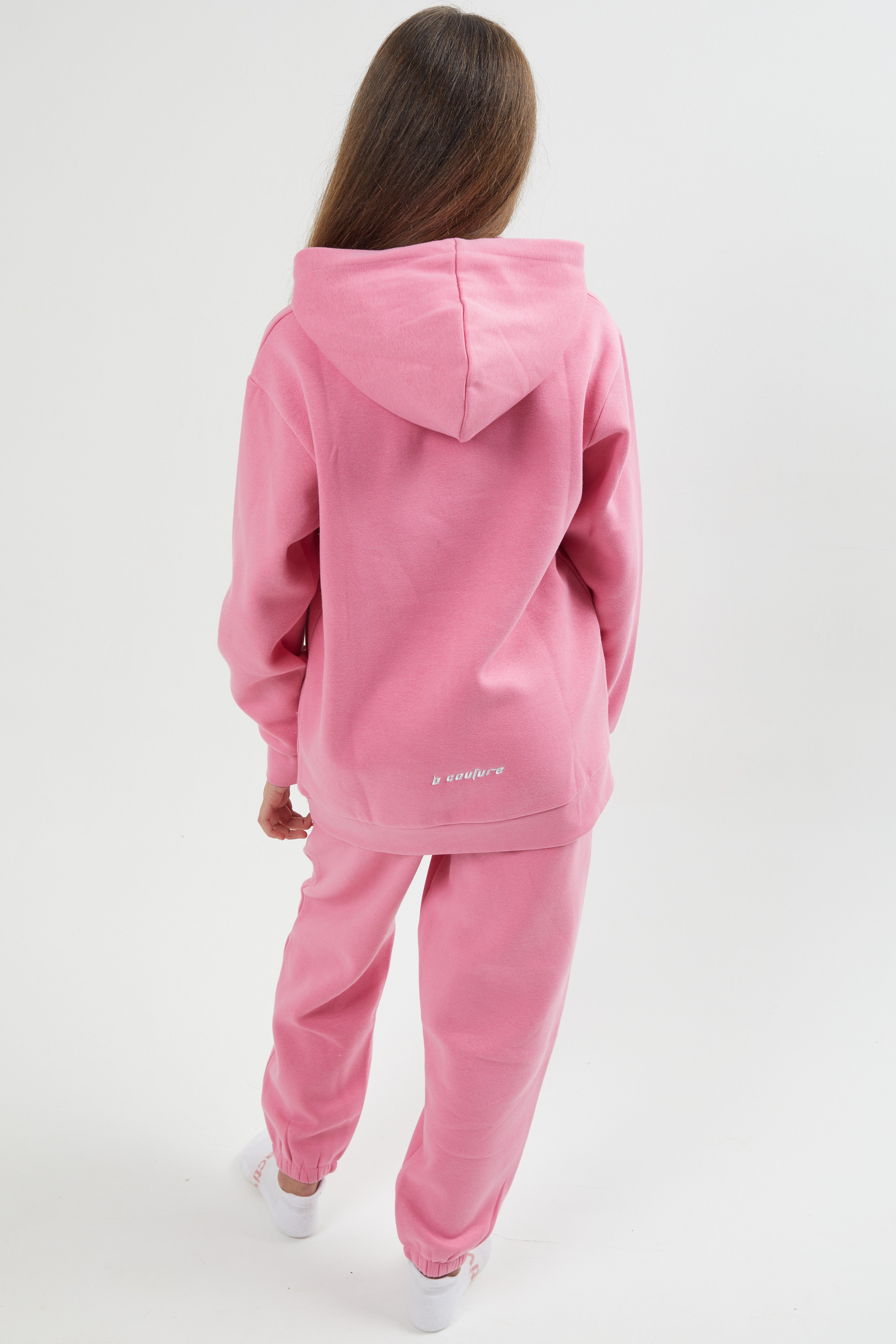 Junior Tracksuit Set Fleece Hoodie Joggers In Pink B Couture