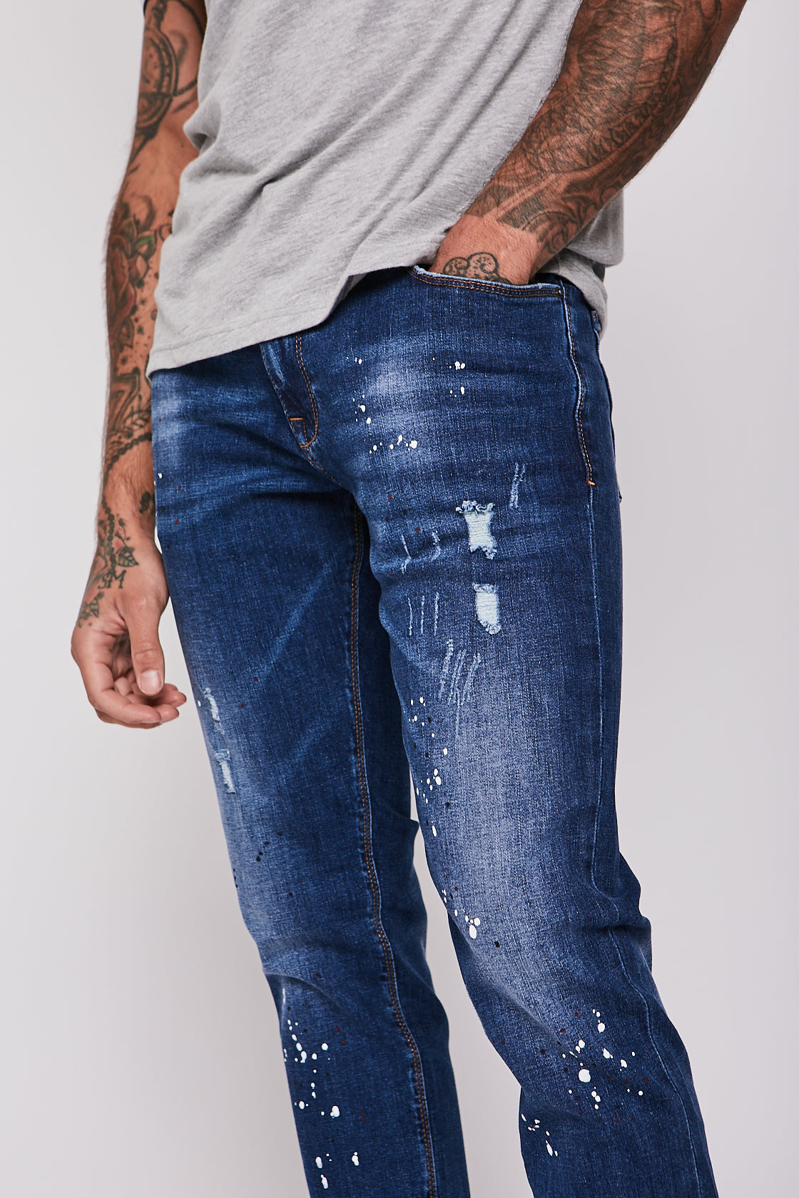 Blue sales painted jeans