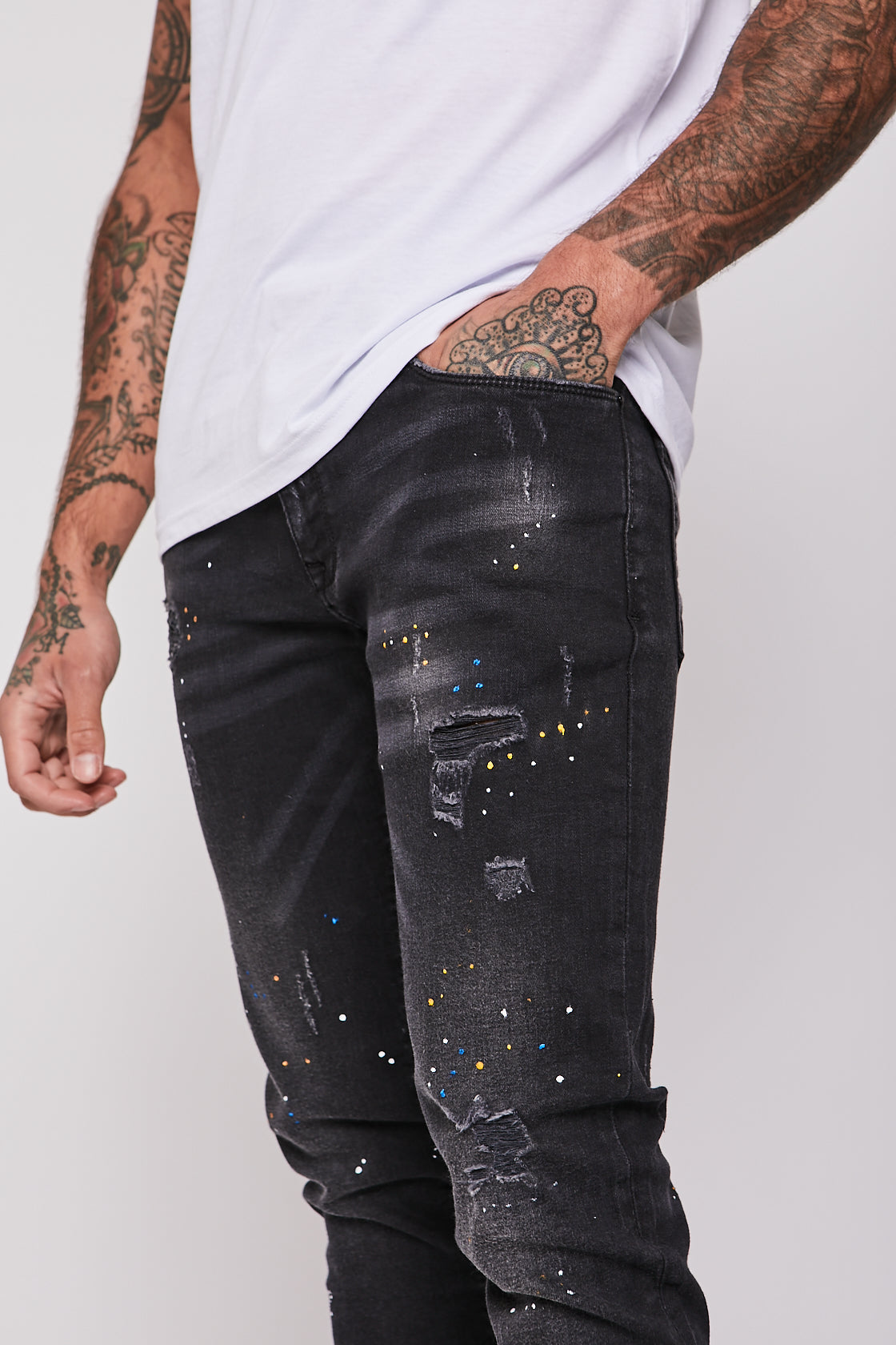 Paint splatter hot sale black jeans